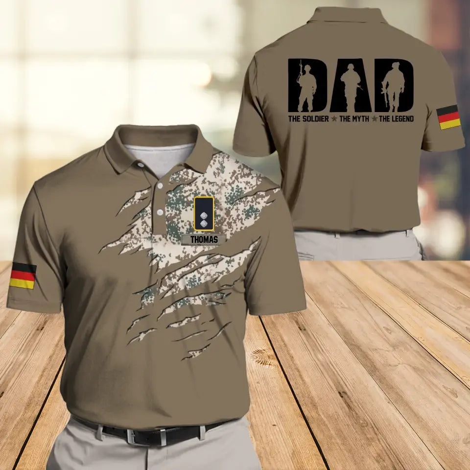 Personalized German Veteran Solider Camo For Dad Polo Shirts 3D Printed QTHQ2405