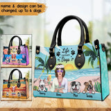 Personalized Life Is Better With Dogs Hippie Girl Beach Leather Bag Printed PNBQT2305