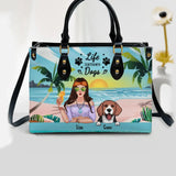 Personalized Life Is Better With Dogs Hippie Girl Beach Leather Bag Printed PNBQT2305
