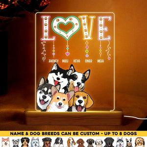 Personalized Love Dogs with Names Dog Lovers Gift Led Lamp Printed 23MAY-HQ24