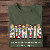 Personalized Mama Auntie with Kids Names T-shirt Printed QTPN2405