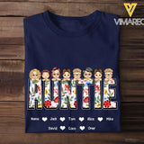 Personalized Mama Auntie with Kids Names T-shirt Printed QTPN2405