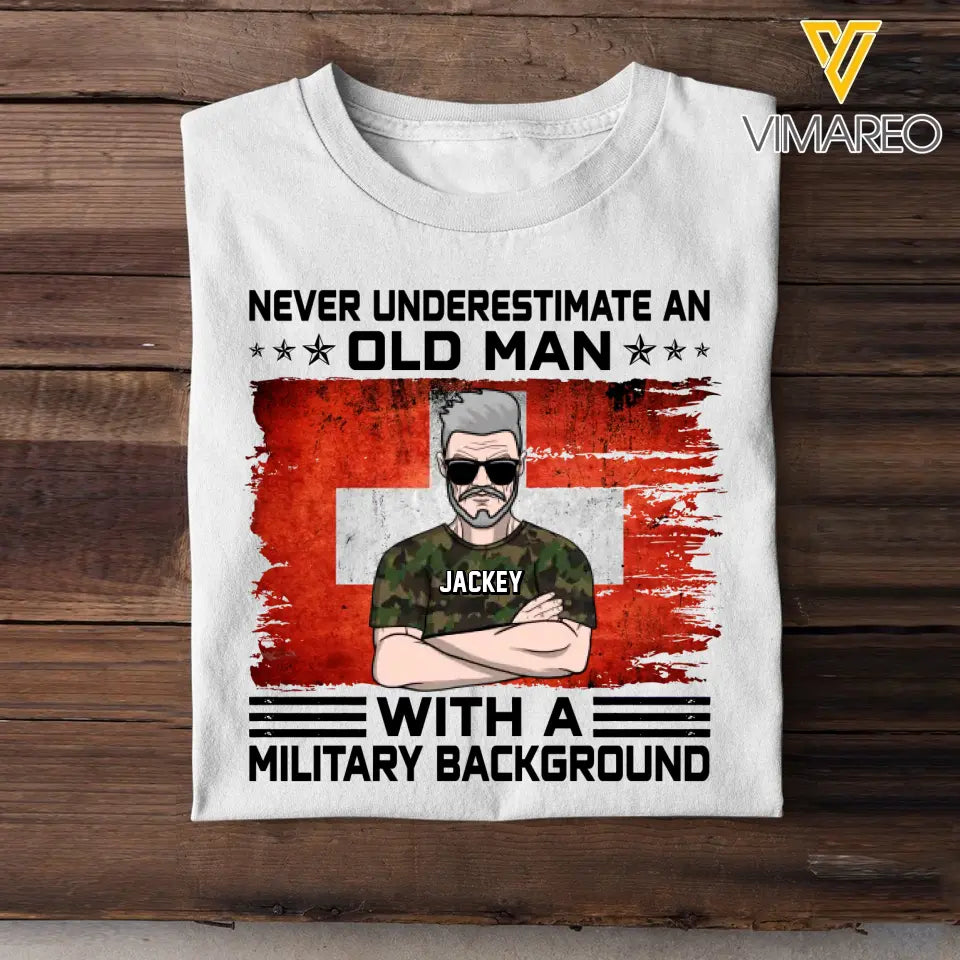 Personalized Swiss Veteran Soldier Never Underestimate An Old Man TShirt Printed 23MAY-HQ24