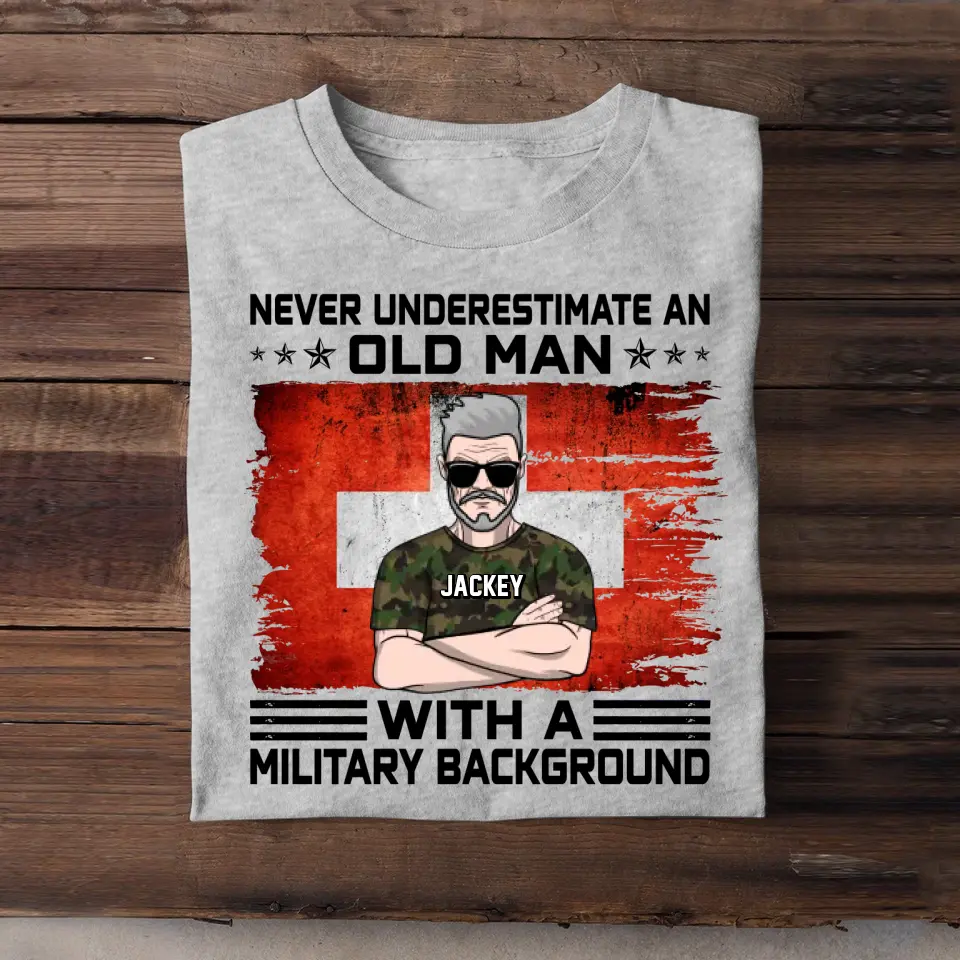 Personalized Swiss Veteran Soldier Never Underestimate An Old Man TShirt Printed 23MAY-HQ24