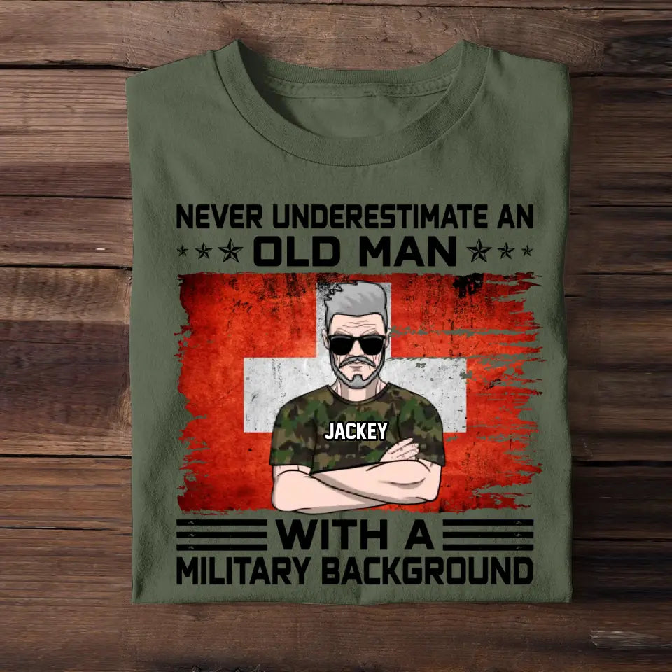 Personalized Swiss Veteran Soldier Never Underestimate An Old Man TShirt Printed 23MAY-HQ24