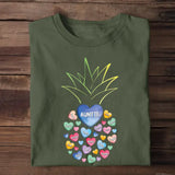 Personalized Pineapple Auntie Hearts with Kids Names T-shirt Printed 23MAY-BQT24