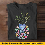 Personalized Pineapple Auntie Hearts with Kids Names T-shirt Printed 23MAY-BQT24