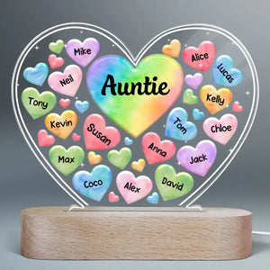 Personalized Auntie Hearts with Kids Names Led Lamp Printed 23MAY-DT25