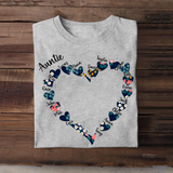 Personalized Auntie Mom Grandma Summer Heart Custom Name Kids Tshirt