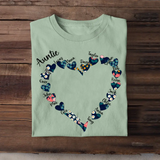 Personalized Auntie Mom Grandma Summer Heart Custom Name Kids Tshirt