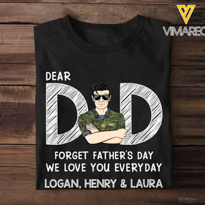 Personalized Dear Dad Forget Father's Day We Love You Everyday Canadian Veteran/Soldier Rank Camo with Name T-shirt Printed 23MAY-BQT25