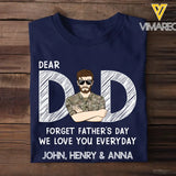 Personalized Dear Dad Forget Father's Day We Love You Everyday US Veteran/Soldier Rank Camo with Name T-shirt Printed 23MAY-BQT25