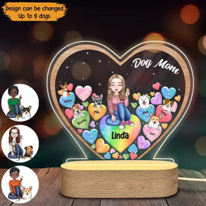 Personalized Dog Mom Hearts with Dogs Names Dog Lovers Gift Led Lamp Printed PNPN2705