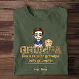 Personalized Grumpa Like A Regular Grandpa Only Grumpier Kids Names T-shirt Printed QTPN3105