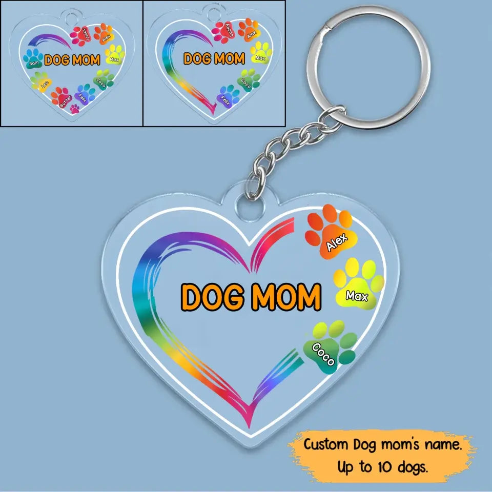 Personalized Dog Mom Acrylic Keychain Gift For Dog Lover Printed 23JUN-TB02