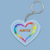 Personalized Auntie Heart Hands with Kids Names Acrylic Keychain Gift Printed 23JUN-TB02