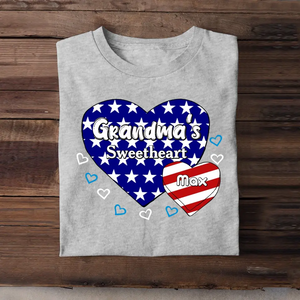 Personalized Happy 4th Of July Grandmas Sweetheart With Kids Names T-shirt Printed QTTB0206