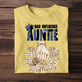 Personalized Auntie Bad Influence Hands with Kid Names T-shirt Printed 23JUN-BQT05