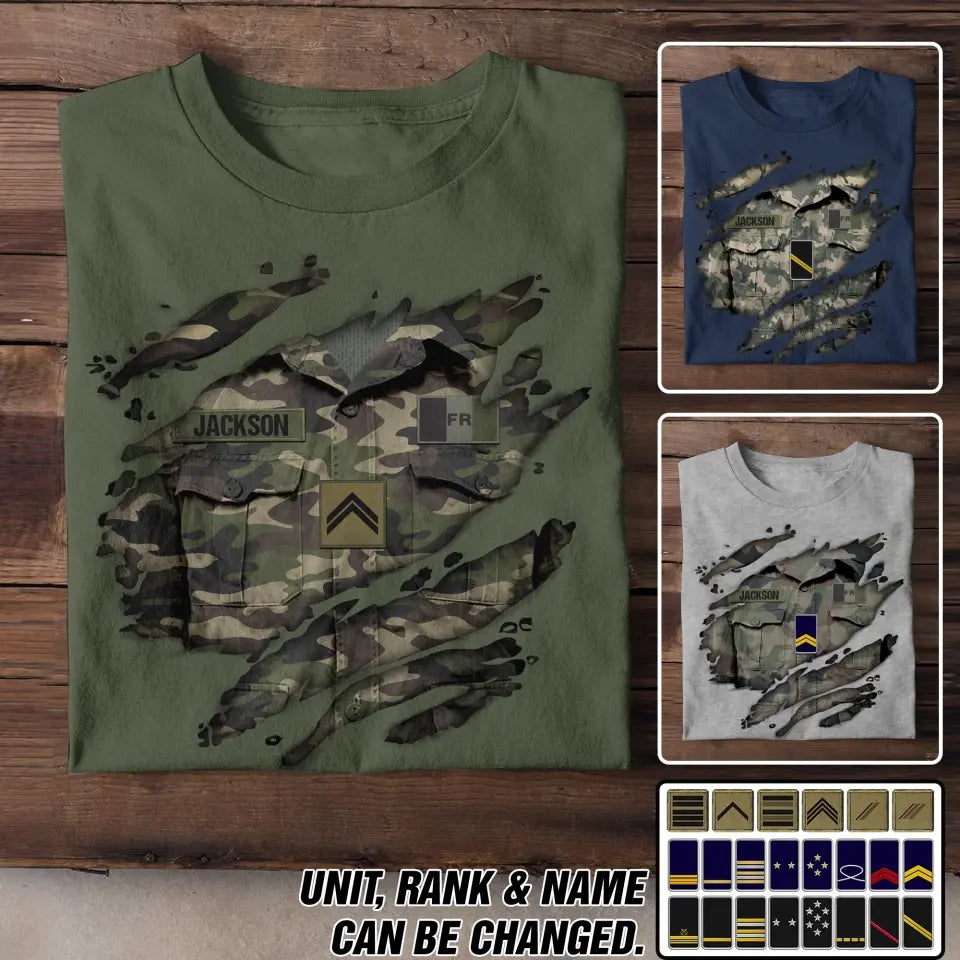 Personalized French Veteran/Soldier Tshirt Printed 23JUN-DT07