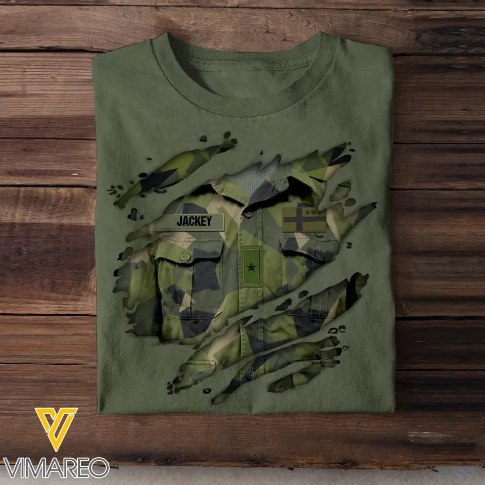 Personalized Swedish Veteran/Soldier Tshirt Printed 23JUN-DT07