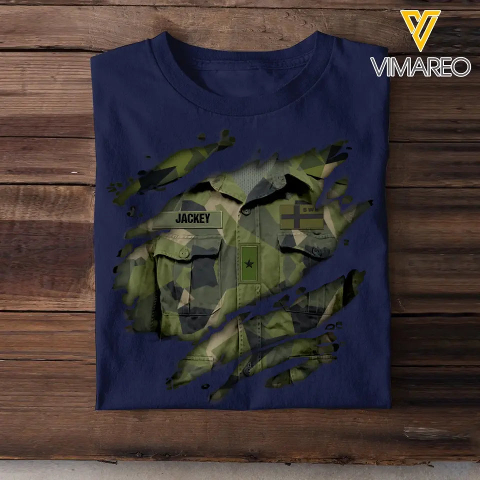 Personalized Swedish Veteran/Soldier Tshirt Printed 23JUN-DT07