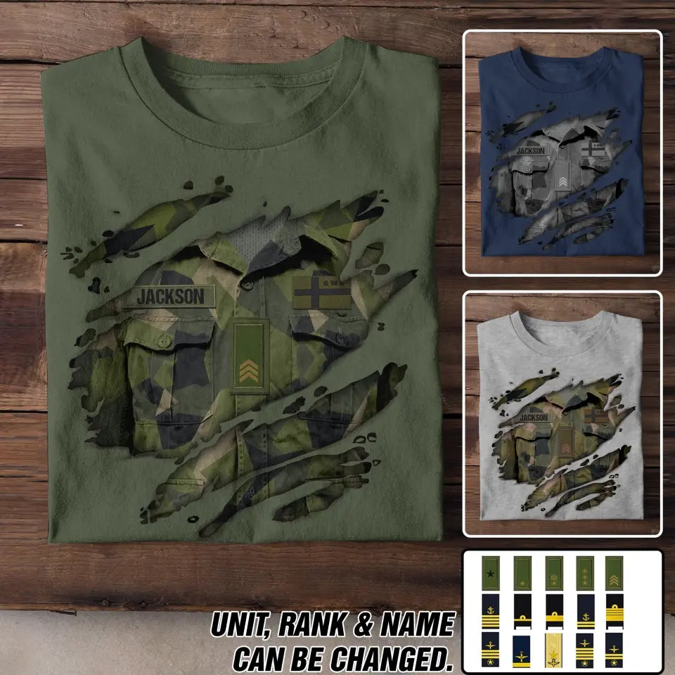 Personalized Swedish Veteran/Soldier Tshirt Printed 23JUN-DT07