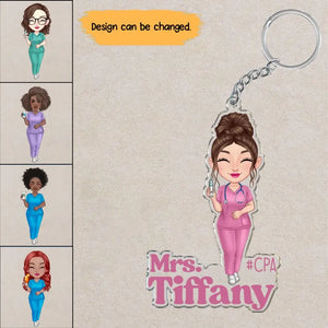 Personalized Custom Shape Nurse Chibi Acrylic Keychain Gifts For Awesone Nurses