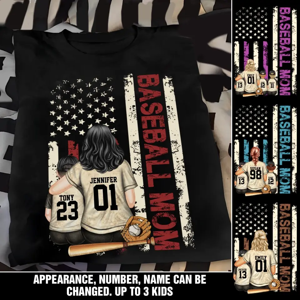 Personalized Baseball Mom Colorful Tshirt Printed QTDT1306