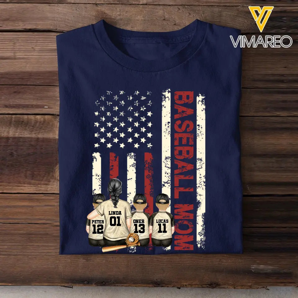 Personalized Baseball Mom Colorful Tshirt Printed QTDT1306