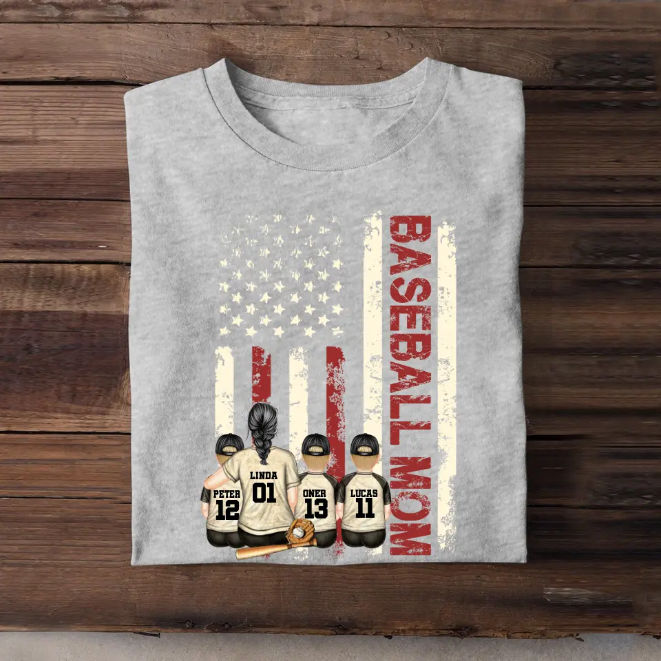 Personalized Baseball Mom Colorful Tshirt Printed QTDT1306