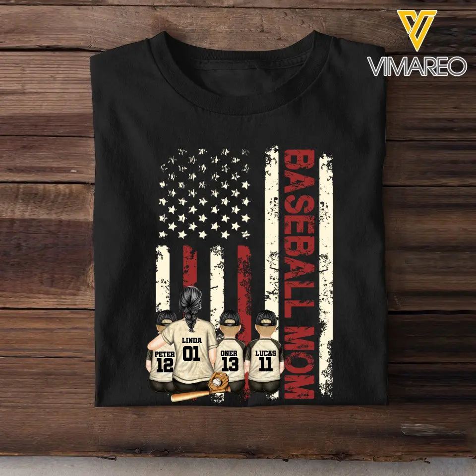 Personalized Baseball Mom Colorful Tshirt Printed QTDT1306