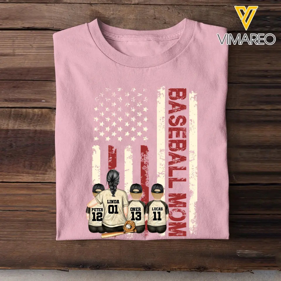 Personalized Baseball Mom Colorful Tshirt Printed QTDT1306