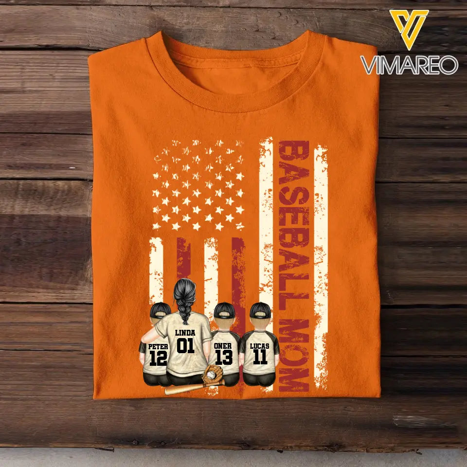 Personalized Baseball Mom Colorful Tshirt Printed QTDT1306