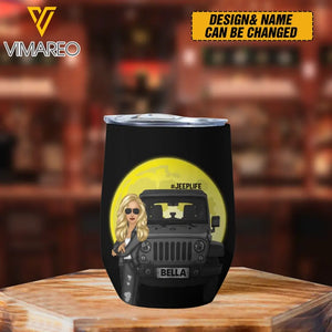 Personalized Jeeplife Moon Jeep Girl Wine Tumbler Printed MTBQT1206