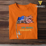 Personalized Hooked On Being Grandpa with Kid Names Tshirt Printed QTTB1306