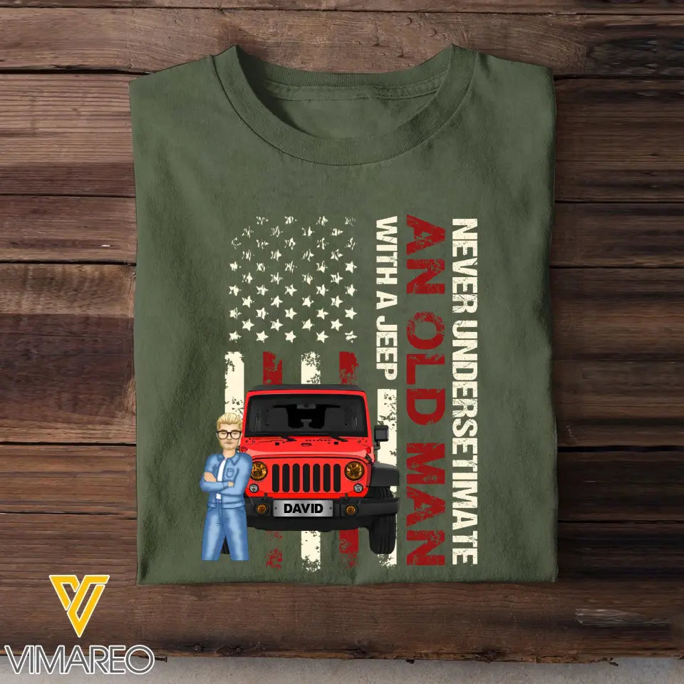 Personalized Never Undersetimate An Old Man with A Jeep T-shirt Printed 23JUN-BQT13