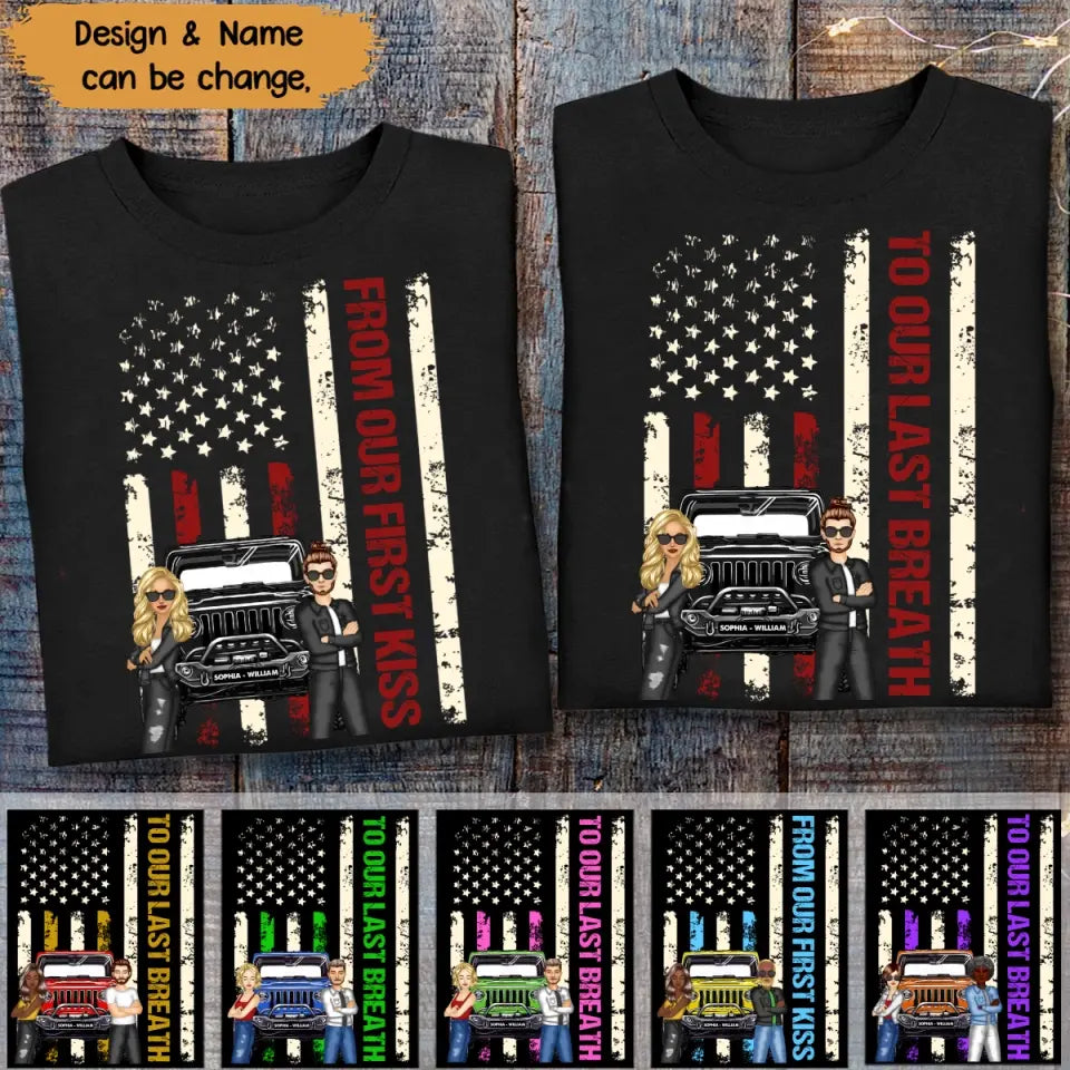 Personalized From Our First Kiss Couple Jeep T-shirt Printed QTBQT1306
