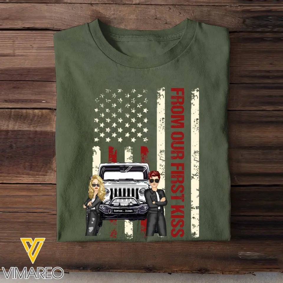 Personalized From Our First Kiss Couple Jeep T-shirt Printed QTBQT1306