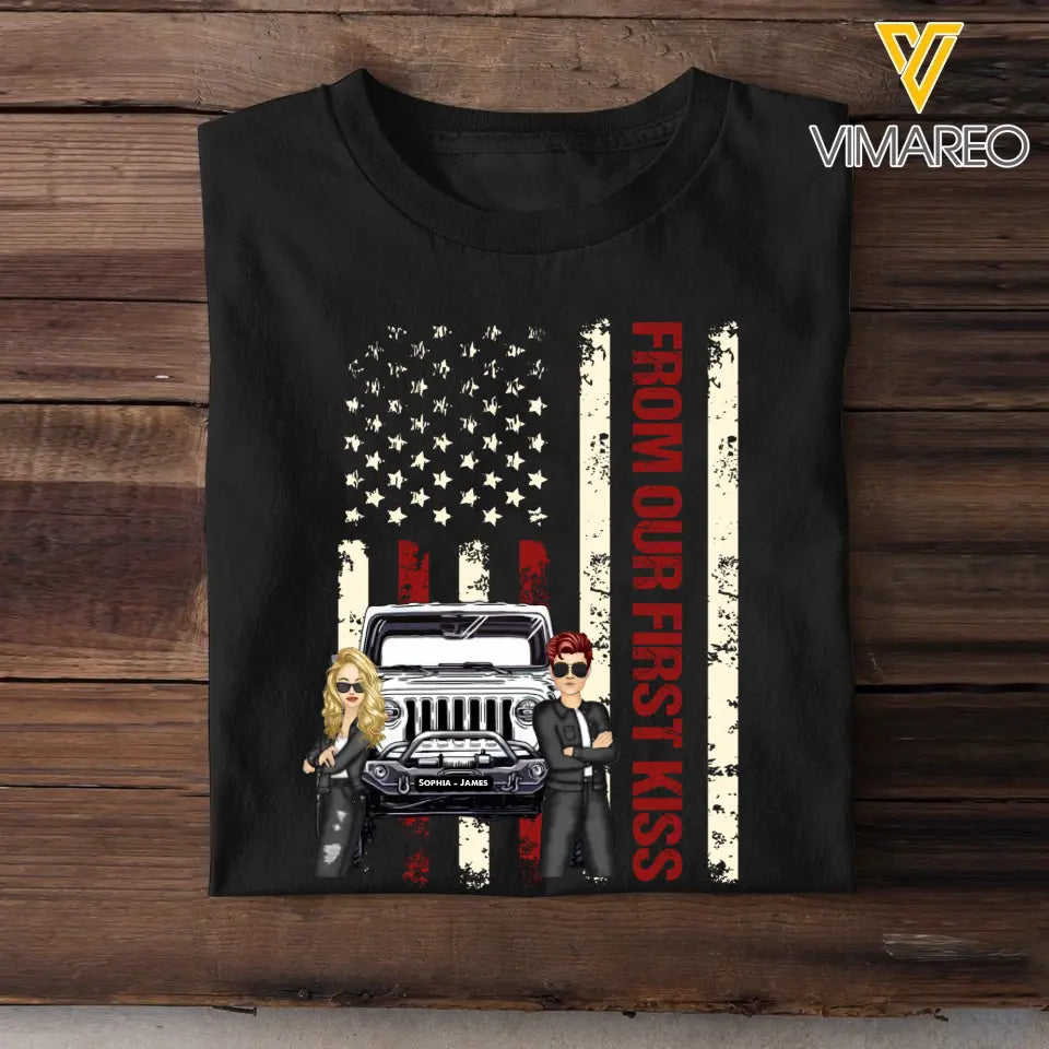 Personalized From Our First Kiss Couple Jeep T-shirt Printed QTBQT1306