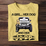 Personalized A Girl Her Dog And Her Jeep T-shirt Printed MTDT1306