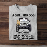 Personalized A Girl Her Dog And Her Jeep T-shirt Printed MTDT1306