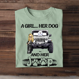 Personalized A Girl Her Dog And Her Jeep T-shirt Printed MTDT1306