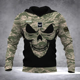 Personalized British Veteran Solder With Name And Rank Skull Camo Hoodie 3D Printed QTDT1506