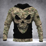 Personalized British Veteran Solder With Name And Rank Skull Camo Hoodie 3D Printed QTDT1506