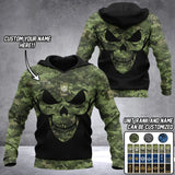 Personalized Canadina Veteran Solder With Name And Rank Skull Camo Hoodie 3D Printed QTDT1506