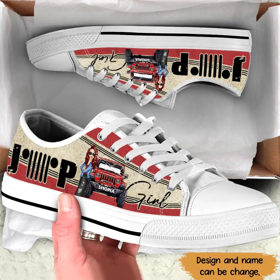 Personalized Jeep Girl Colorful Low Top Shoes QTPN1506
