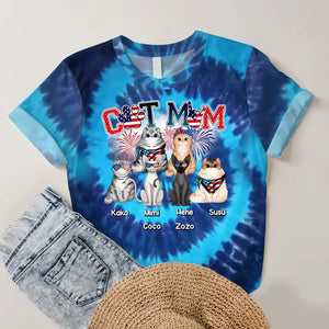 Personalzied Cat Mom Cat Names Cat Lovers Flag Motifs Tie Dye Color 3D TShirt Printed HTHDT1206