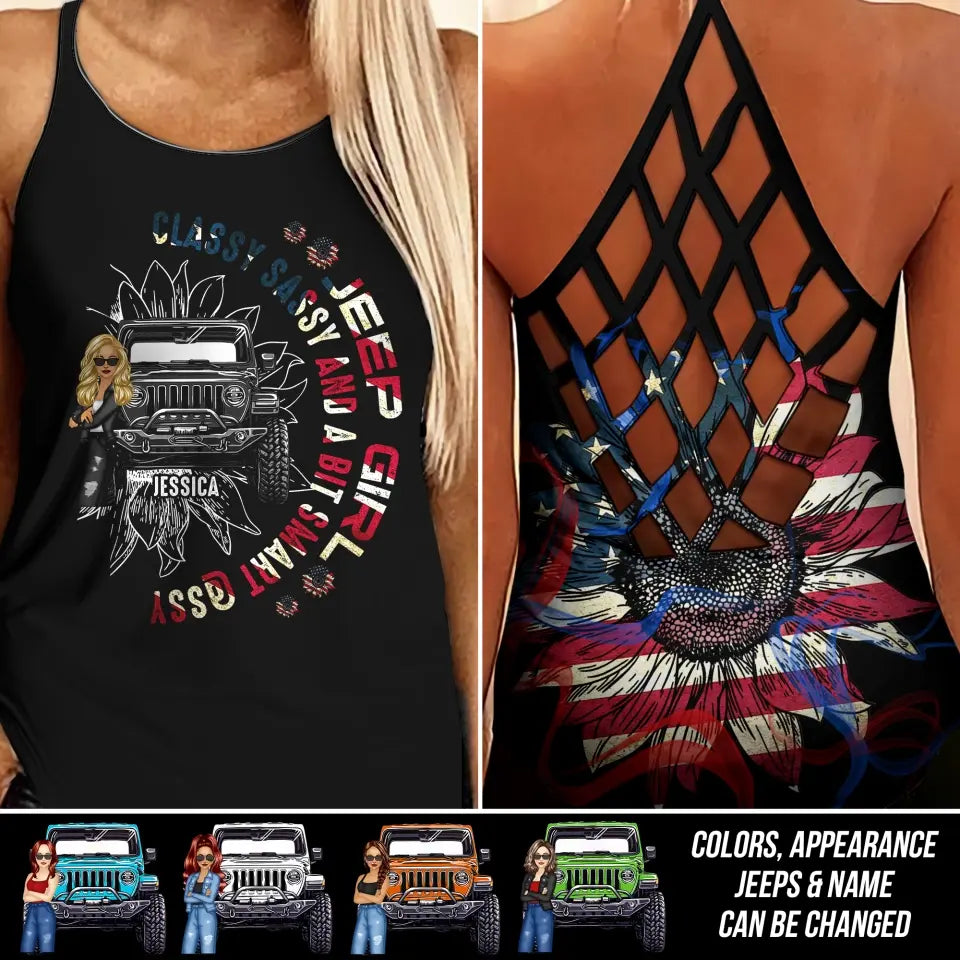 Personalized Jeep Girl Classy Sassy And A Bit Smart Assy Criss Cross Tank Printed MTDT1406