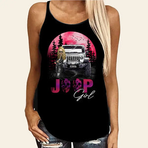 Personalized Jeep Girl  Moon Night Criss Cross Tank Printed HTHDT1406