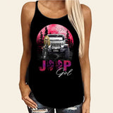Personalized Jeep Girl  Moon Night Criss Cross Tank Printed HTHDT1406